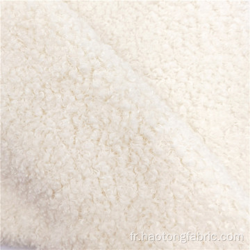 Tissus de manteau tricotés en mohair blanc de polyester de vente chaude